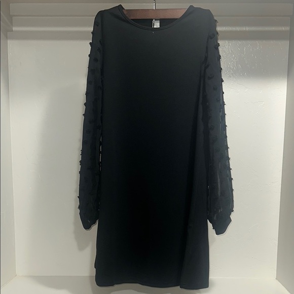 Black Ribbed Asymmetrical Sheath Dress - Picture 1 of 6